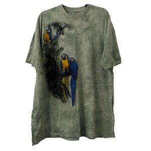 VTG The Mountain Macaw Parrot TShirt Unisex XXL Green Tie Dye Nature Y2K Graphic